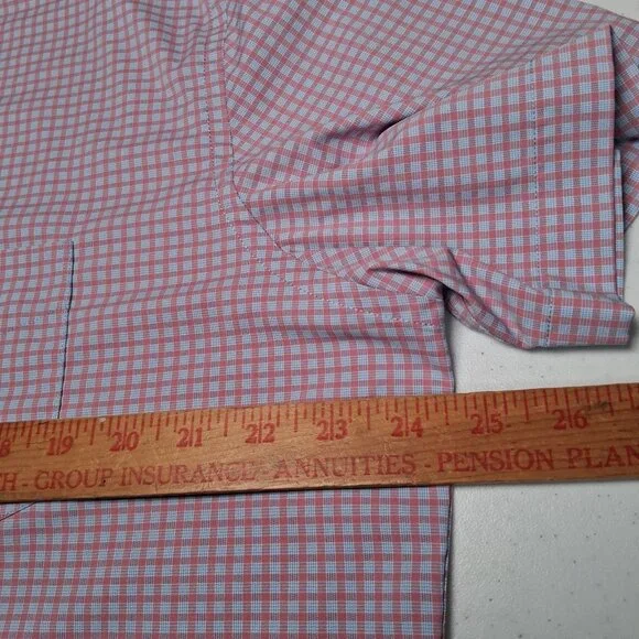 UNTUCKit Shirt Men Large Performance Stretch Short Sleeve Blue Pink Plaid - Picture 6 of 11